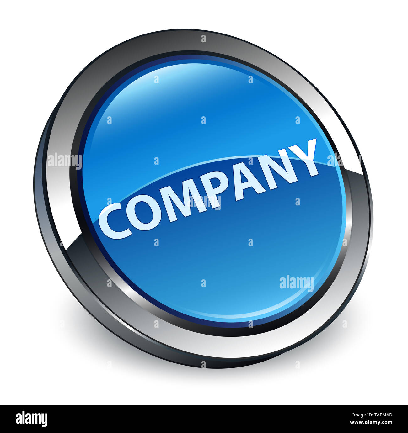 Company isolated on 3d blue round button abstract illustration Stock Photo