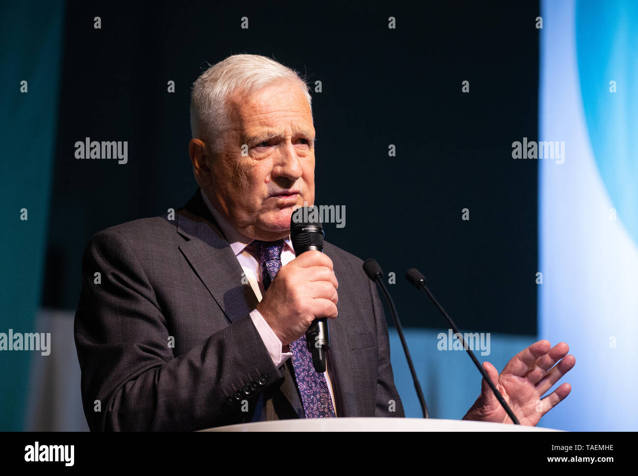 Vaclav Klaus, former President of the Czech Republic from 2003 to 2013, at the Brexit party rally at Olympia just before the European elections. Stock Photo