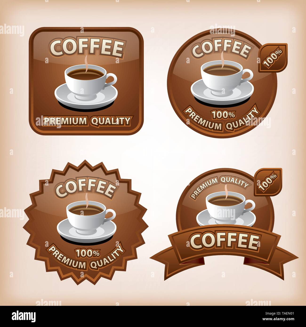 coffee glossy icons Stock Vector