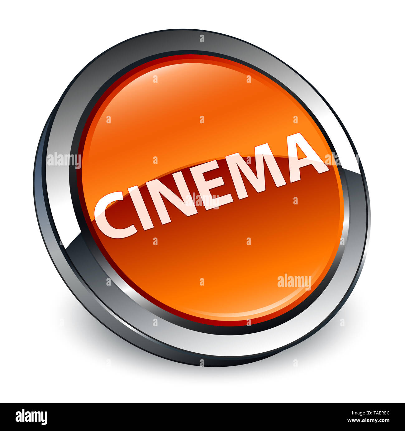 Cinema isolated on 3d brown round button abstract illustration Stock Photo