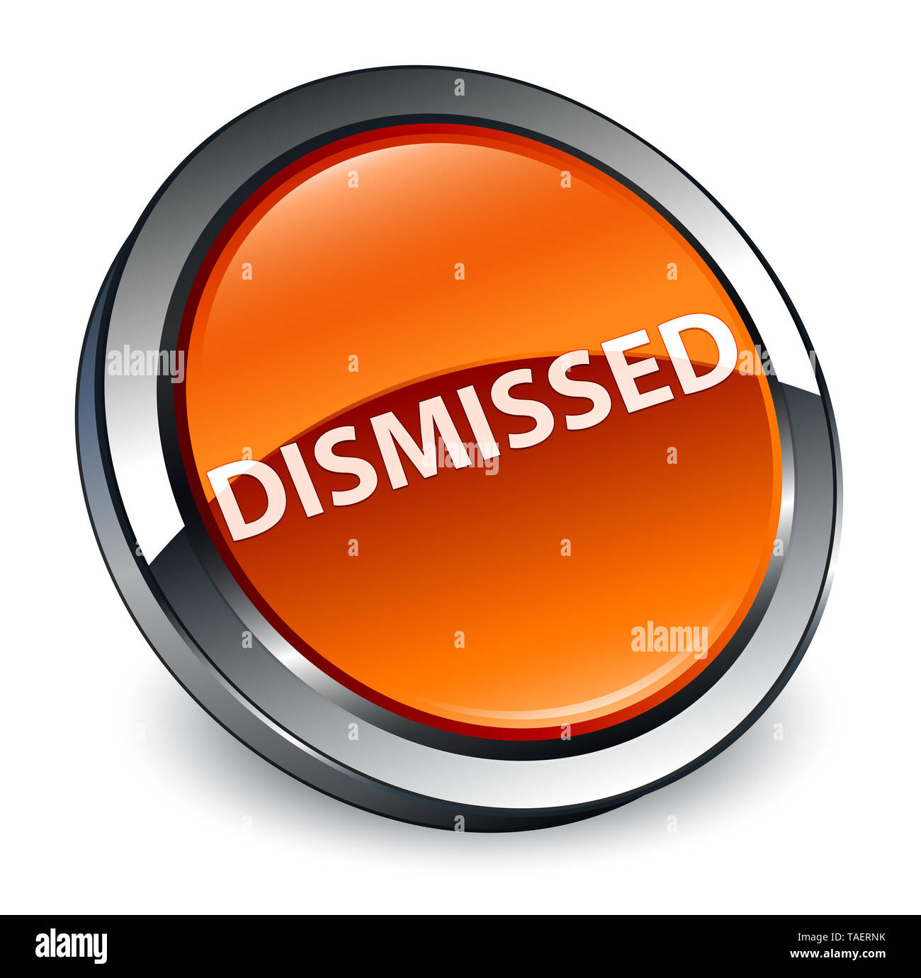 Dismissed isolated on 3d brown round button abstract illustration Stock Photo