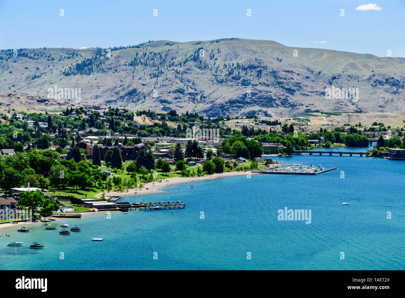 Boats Docks And A Marina On Lake Chelan Near Chelan Washington State Usa Stock Photo Alamy