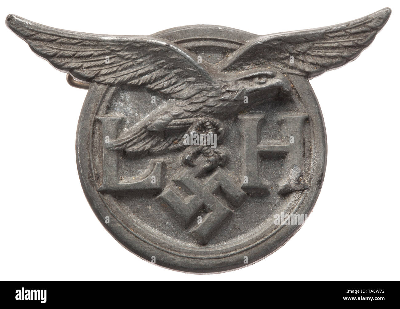 A civilian badge for Luftwaffe helpers Feinzinkausführung, rs Nadelsystem. Maße ca. 41 x 28 mm. historic, historical, 20th century, Editorial-Use-Only Stock Photo