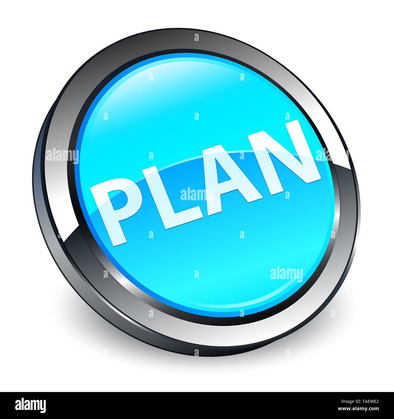 Plan isolated on 3d cyan blue round button abstract illustration Stock ...