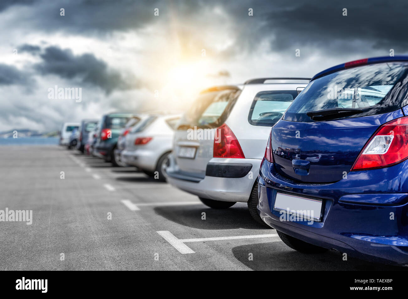 Cars in the parking lot. Stock Photo
