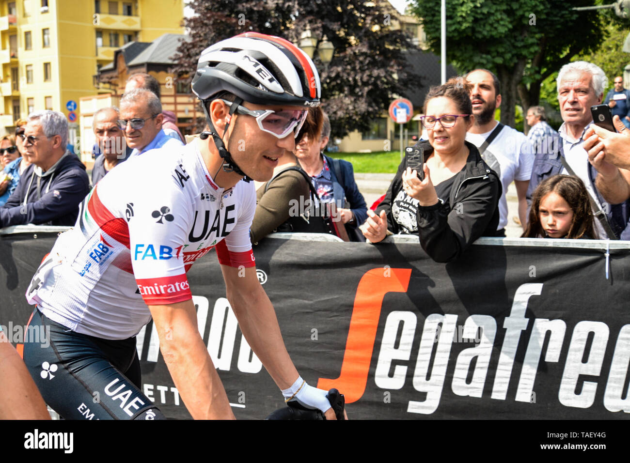 Valerio Conti of Italy and UAE - Team Emirates seen during the 102nd edition of the Giro d'Italia 2019, Stage 13 a 196km stage from Pinerolo to Ceresole Reale (Lago Serrù) 2247m . Stock Photo