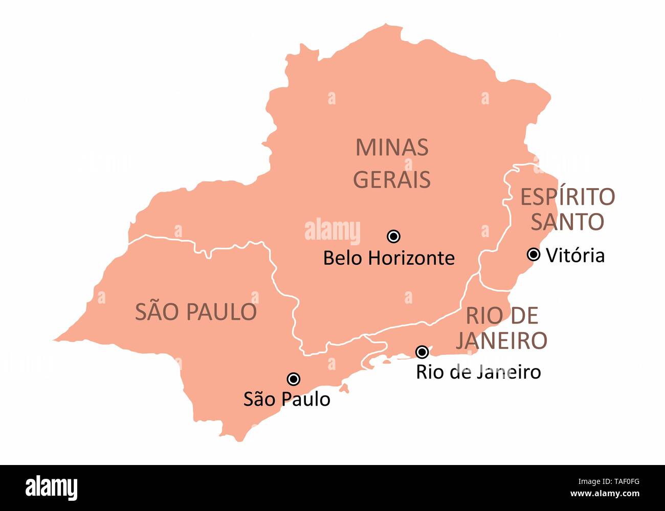 Map Of The Brazil Southeast Region Isolated On White Background Stock Vector Image Art Alamy Map Of The Brazil Southeast Region Isolated On White Background Stock Vector Image Art Alamy