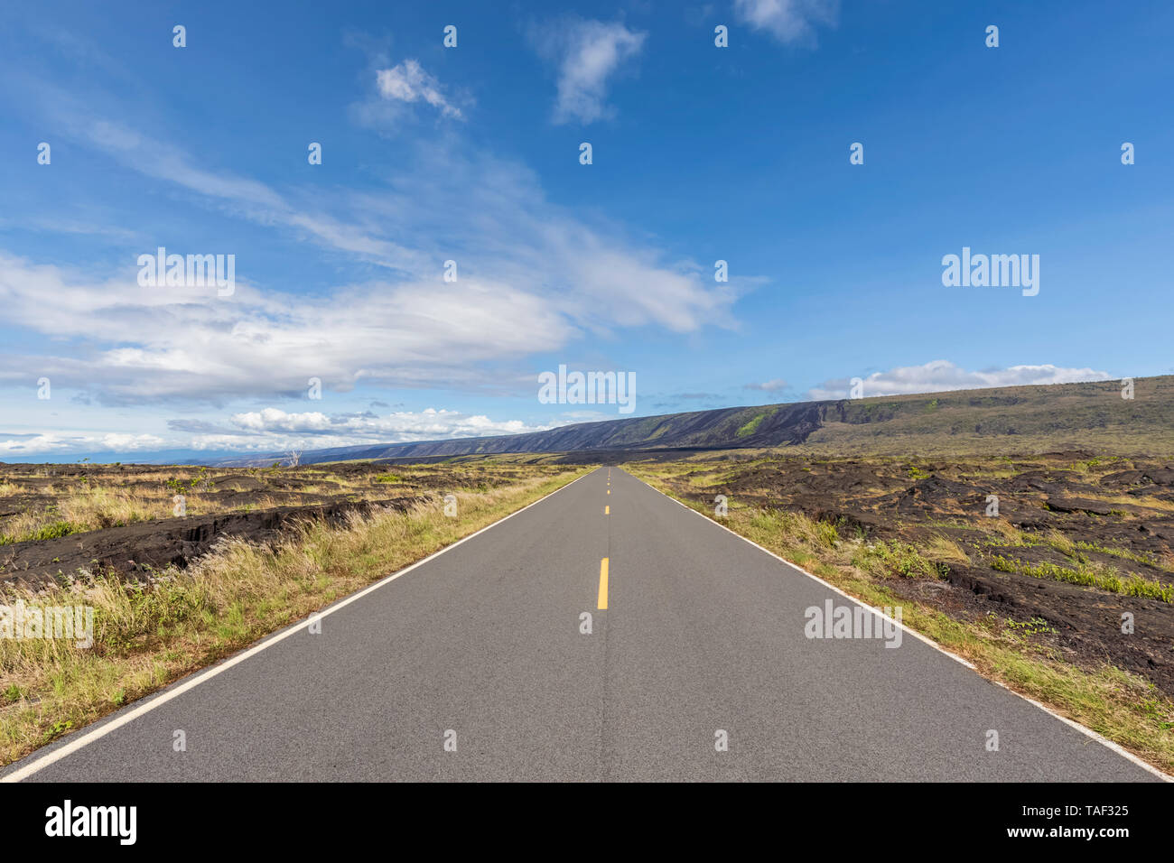 USA, Hawaii, Volcanoes National Park, lava fields along the Chain of Craters Road Stock Photo