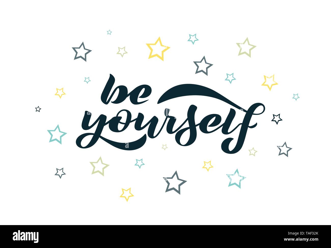 Vector illustration with handwritten phrase Be yourself Stock Vector