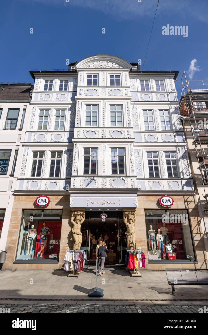 COBURG / Germany: Branch of fashion store C & A in a beautiful historic building in the old town Stock Photo