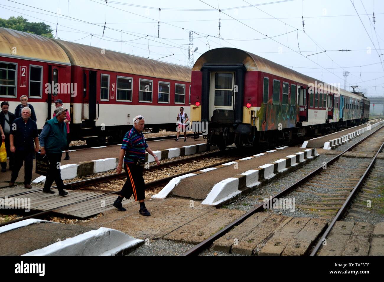 Train station in KAZANLAK. Province of Stara Zagora.BULGARIA     											  					  			 	  	  			 	    	 Stock Photo