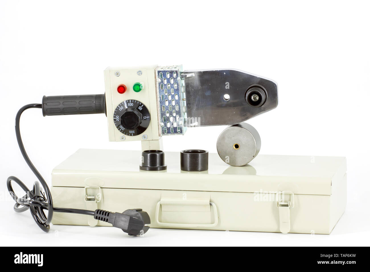 Electric soldering iron for polypropylene pipes and fittings Stock