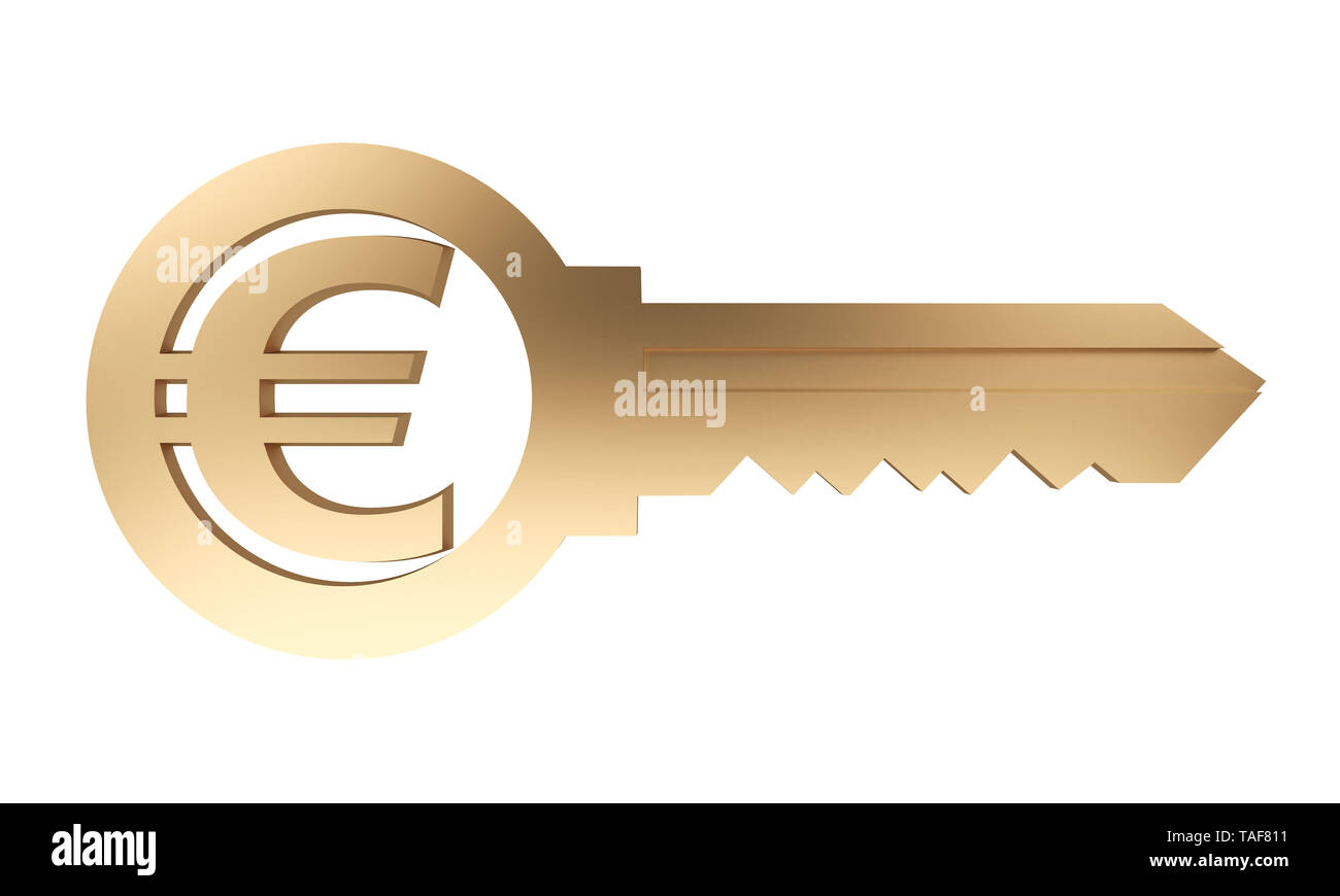 golden key with euro currency symbol. 3d rendering Stock Photo - Alamy
