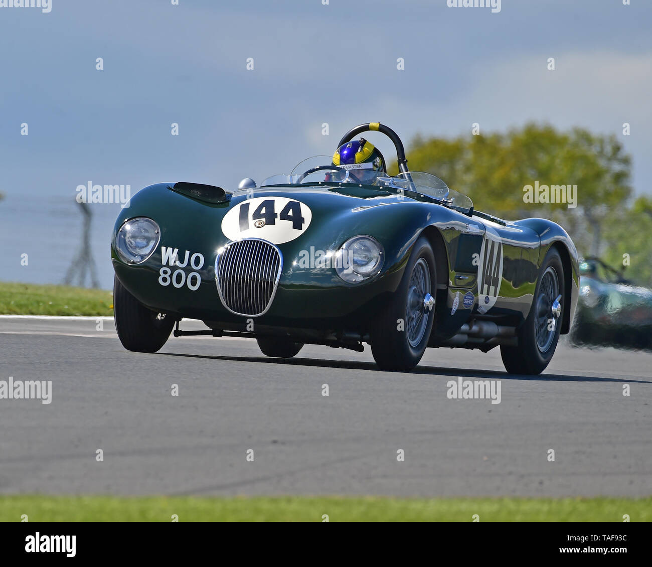 Paul Pochciol, James Hanson, Jaguar C-Type, Royal Automobile Club Woodcote Trophy, Pre-56 Sportscars, Donington Historic Festival, May 2019, motor rac Stock Photo