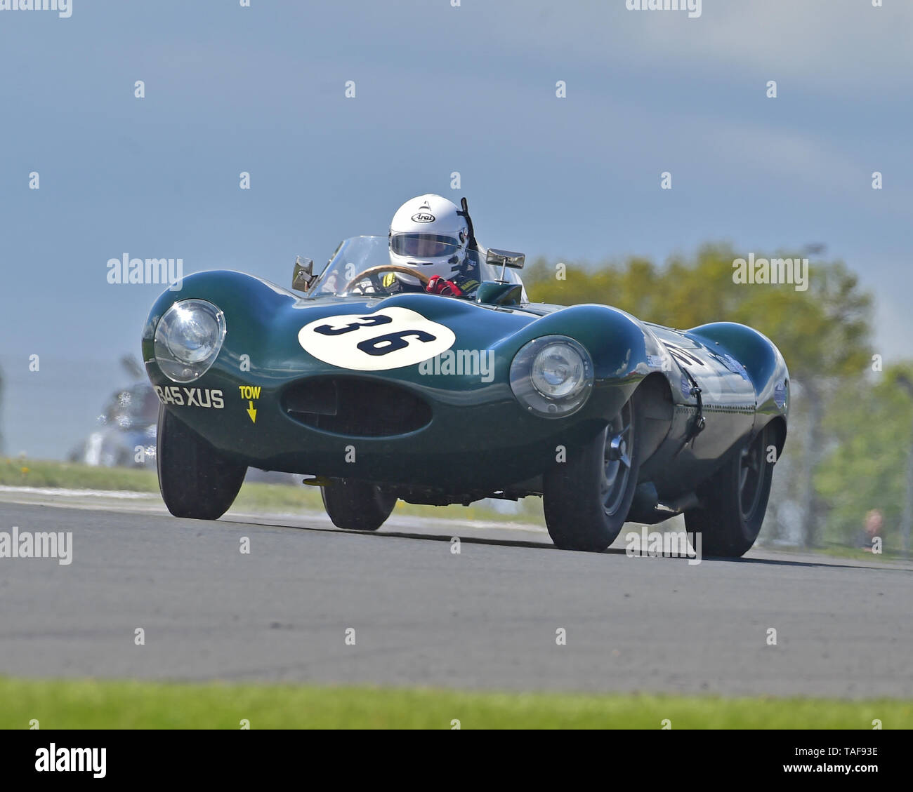 Richard Guy, Simon Lewis, Jaguar D type, Royal Automobile Club Woodcote Trophy, Pre-56 Sportscars, Donington Historic Festival, May 2019, motor racing Stock Photo