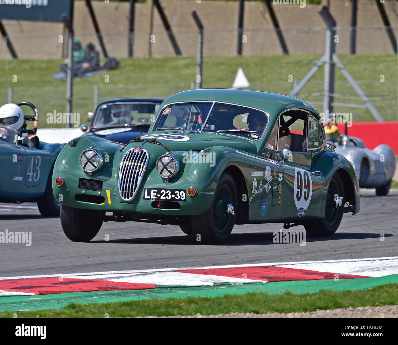 Joao Mira Gomes, Fernando Campos Ferreira, Jaguar XK140 FHC, Royal Automobile Club Woodcote Trophy, Pre-56 Sportscars, Donington Historic Festival, Ma Stock Photo