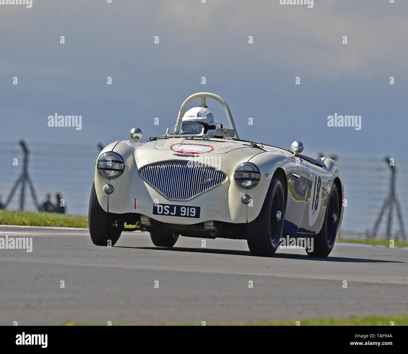 Robert Rawe, Xavier Sanz de Acedo, Austin Healey 100M, Royal Automobile Club Woodcote Trophy, Pre-56 Sportscars, Donington Historic Festival, May 2019 Stock Photo