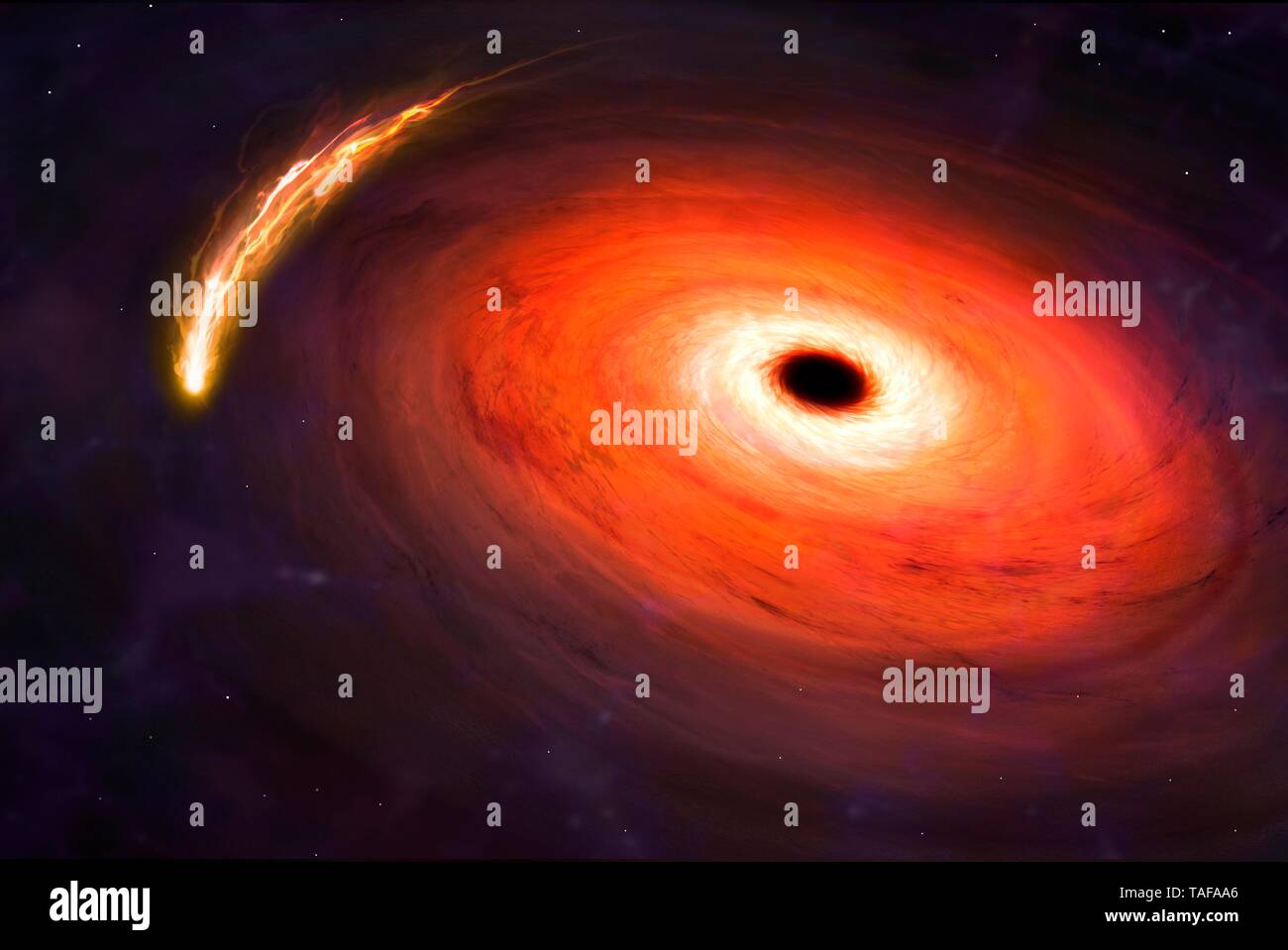 Black Hole Sucking in an Ill-Fated Star Stock Photo