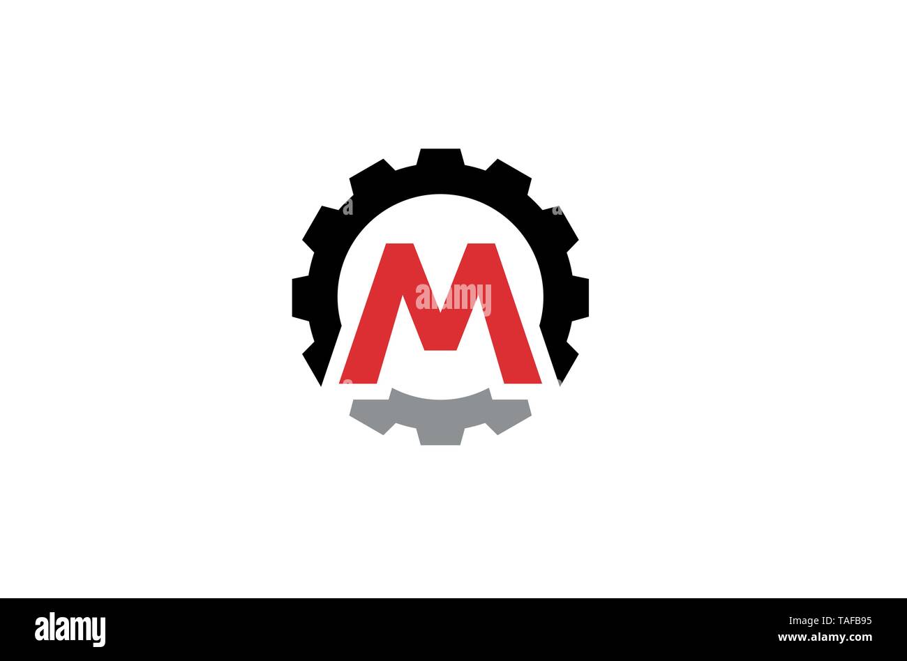 Creative Gear M letter Logo Design Illustration Stock Vector