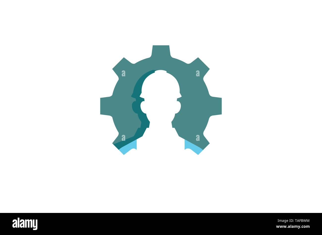 Creative Gear Worker Contractor Logo Vector Design Icon Symbol Illustration Stock Vector
