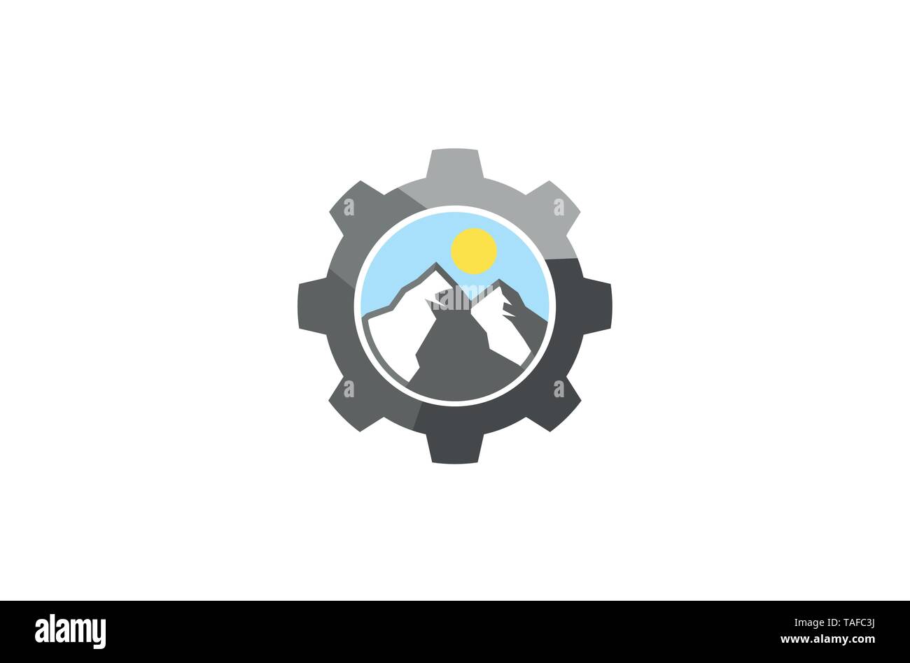 Creative Mountain Gear Logo Design Illustration Stock Vector
