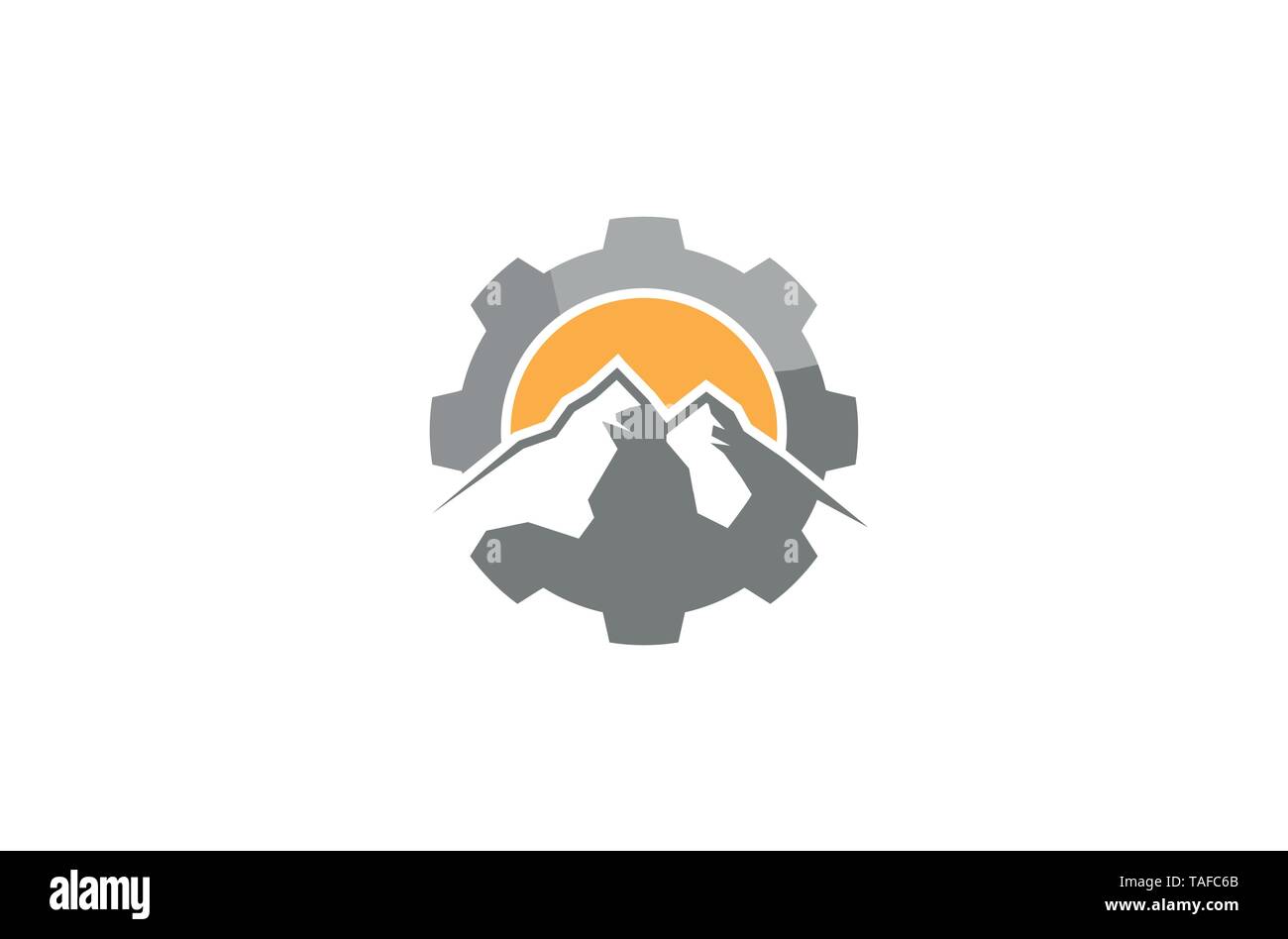 Creative Mountain Gear Logo Design Illustration Stock Vector