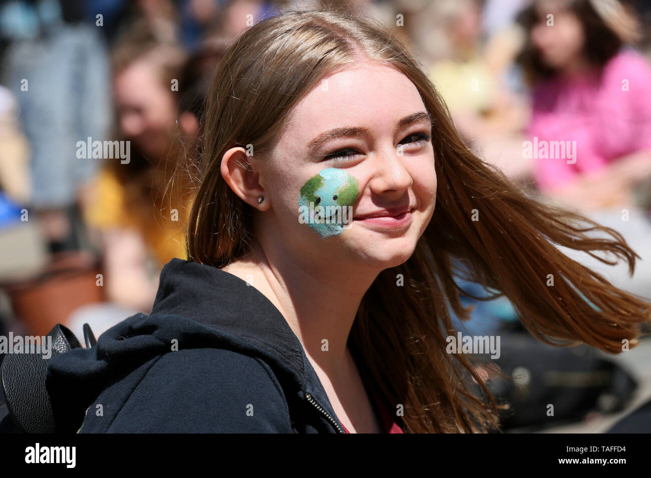 Manchester, UK. 24th May, 2019. Students young and old hold a climate change strike and march around the city. Hundreds of young people took part in the monthly event with a rally in St Peters Square, Manchester. Credit: Barbara Cook/Alamy Live News Stock Photo