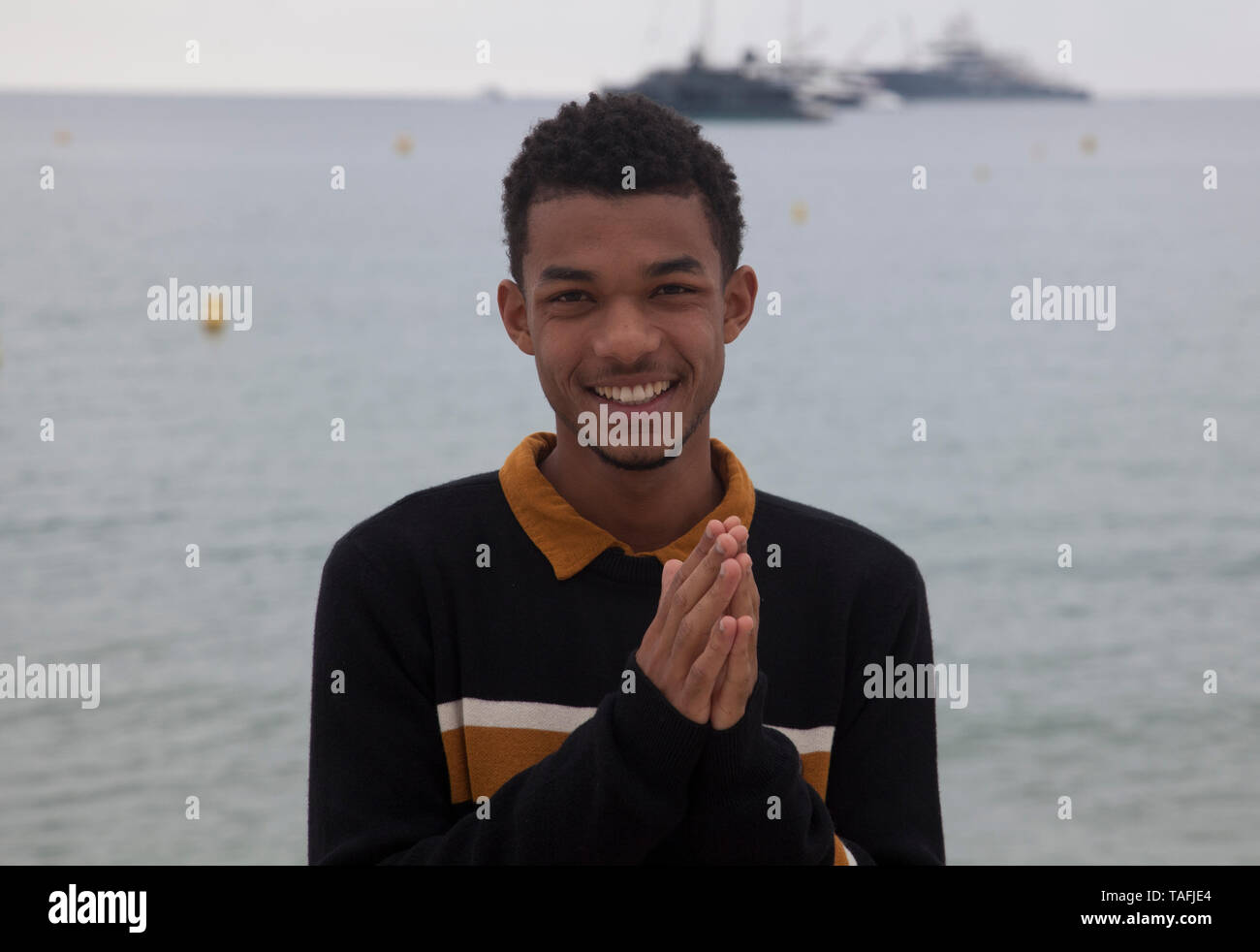 Cannes, France. 24th May, 2019. Actor Juan Paiva at Sick, Sick, Sick (Sem Seu Sangue) film photo call at the Cannes Directors' Fortnight, Friday 24th May 2019, Plage Quinzaine, C-Beach, Cannes, France. Photo Credit: Doreen Kennedy/Alamy Live News Stock Photo