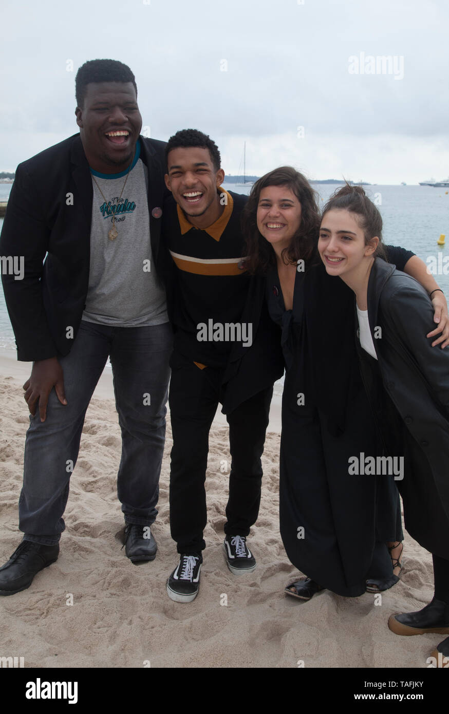 Cannes, France. 24th May, 2019. Digao Ribeiro, Juan Paiva, Director Alice Furtado and Alice Furtado at Sick, Sick, Sick (Sem Seu Sangue) film photo call at the Cannes Directors' Fortnight, Friday 24th May 2019, Plage Quinzaine, C-Beach, Cannes, France. Photo Credit: Doreen Kennedy/Alamy Live News Stock Photo