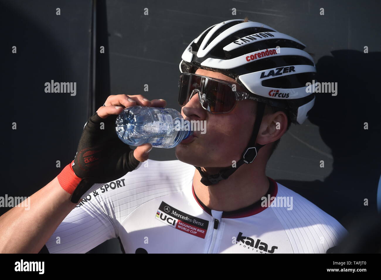 Winner Mathieu Van Der Poel Of Netherlands Drinks After The Men Elite Cross Country Mountain Bike World Cup Event In Nove Mesto Na Morave Czech Republic May 24 2019 Ctk Photo Lubos Pavlicek