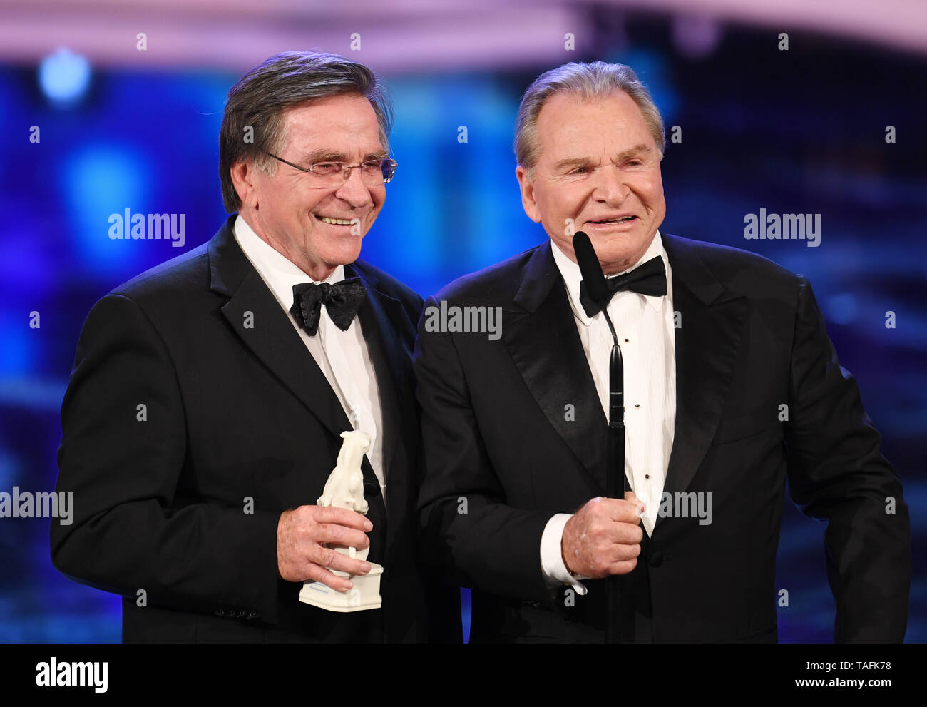 Munich Germany 24th May 2019 Elmar Wepper L Actor And Fritz Wepper Actor Receive The Trophy The Blue Panther At The Award Ceremony Of The Bavarian Television Prize In The Prinzregententheater The