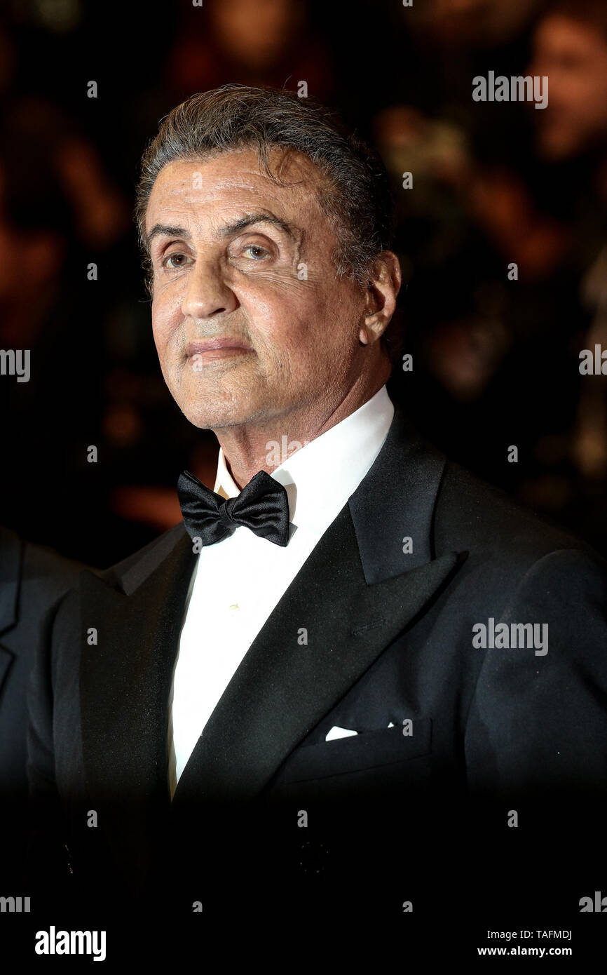 Cannes. 24th May, 2019. Sylvester Stallone arrives to the premiere of "  HOMMAGE A SYLVESTER STALLONE - RAMBO: FIRST BLOOD " during the 2019 Cannes  Film Festival on May 24, 2019 at