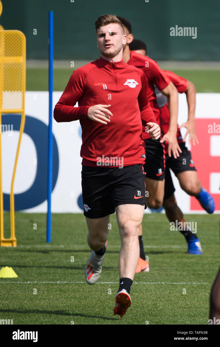 Berlin, Germany. 24th May, 2019. Leipzig's Timo Werner attends a training session for the upcoming German Cup final match between RB Leipzig and FC Bayern Munich in Leipzig, Germany, on May 24, 2019. Credit: Kevin Voigt/Xinhua/Alamy Live News Stock Photo