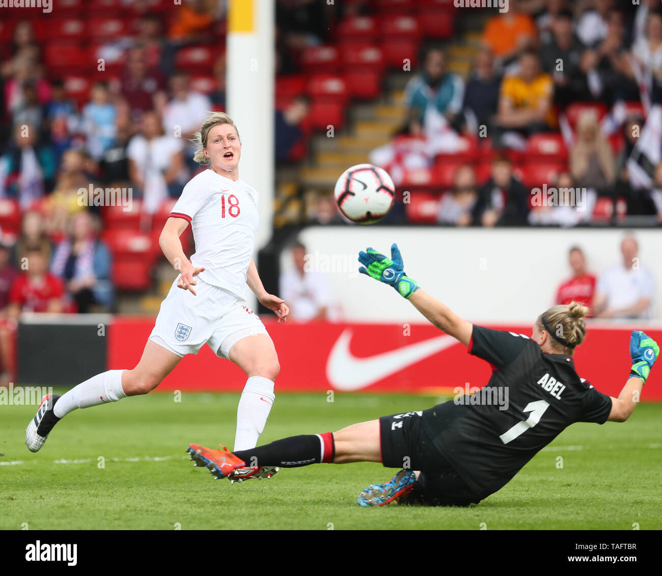 Walsall, United Kingdom. 25 May 2019. Ellen White of England during Women's International Friendly between England Women and Denmark Women at Bank's Stadium , Walsall,  on 25 May 2019 Stock Photo