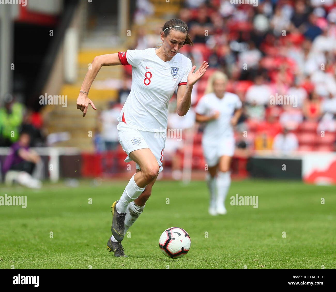 Walsall, United Kingdom. 25 May 2019. Jill Scott of England during Women's International Friendly between England Women and Denmark Women at Bank's Stadium , Walsall,  on 25 May 2019 Stock Photo