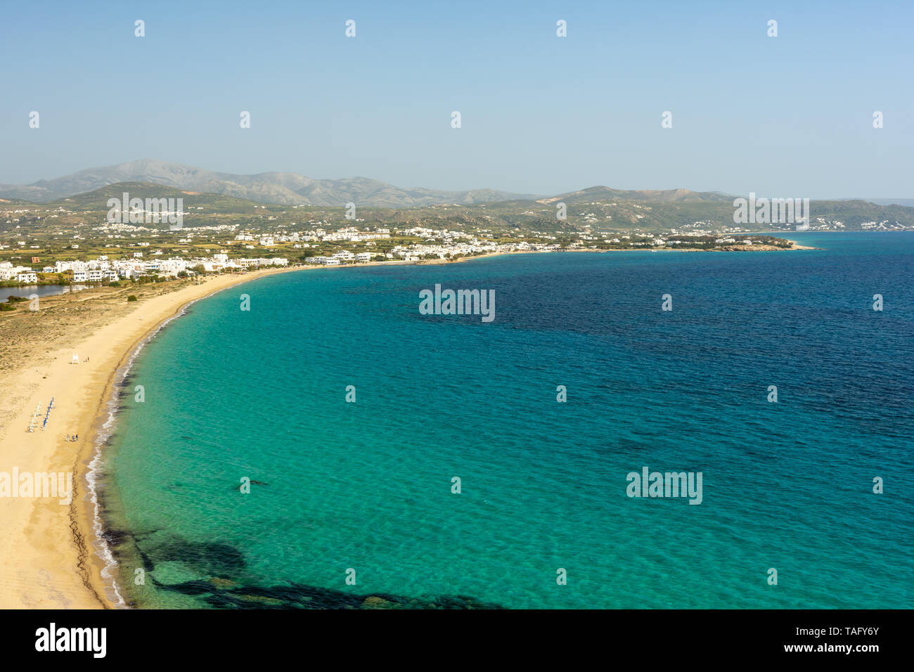 Aerial view of Naxos south coast, Naxos, Greece Stock Photo
