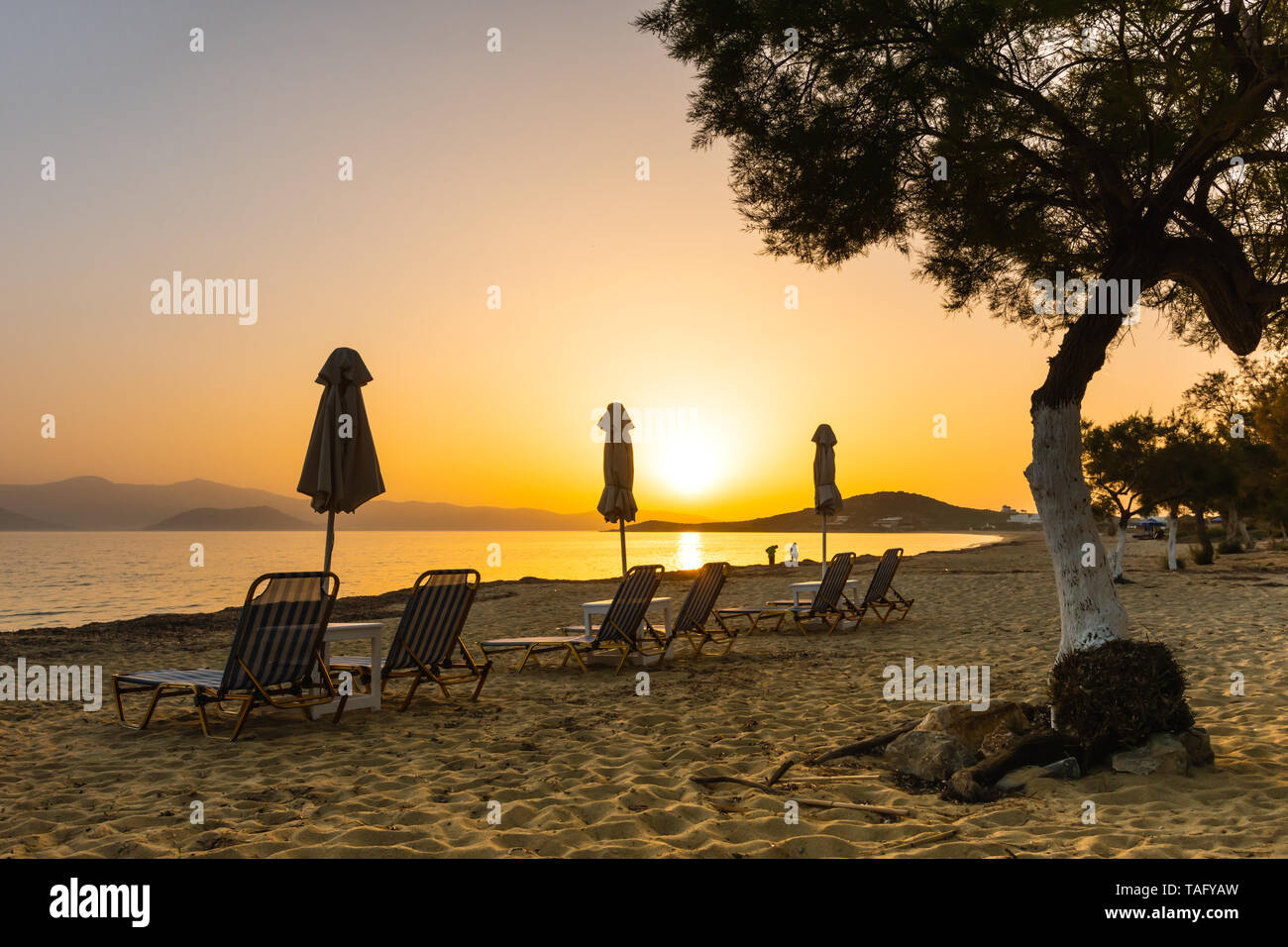 Calm place to enjoy the sunset at Agios Prokopios, Naxos, Greece Stock Photo