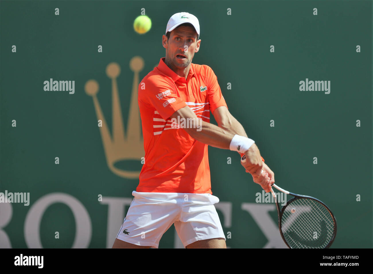 Novak Djokovic of Serbie during the Rolex Monte-Carlo Masters 2019, ATP  Masters 100 tennis match on April 15, 2019 in Monaco - Photo Laurent Lairys  / DPPI Stock Photo - Alamy