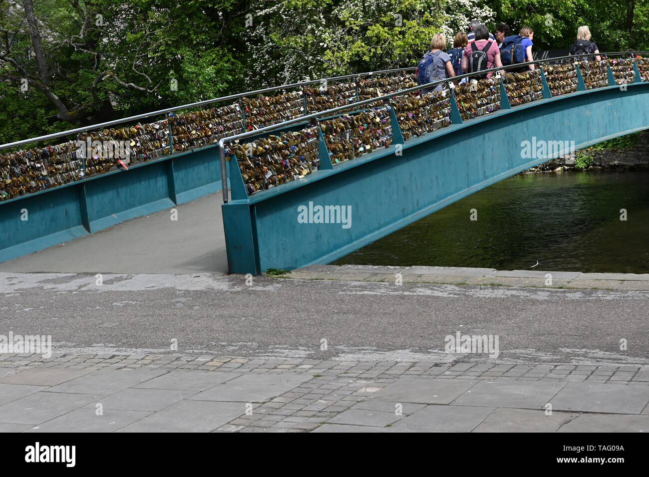The lock bridge over the river wye in Bakewell, Derbyshire Stock Photo