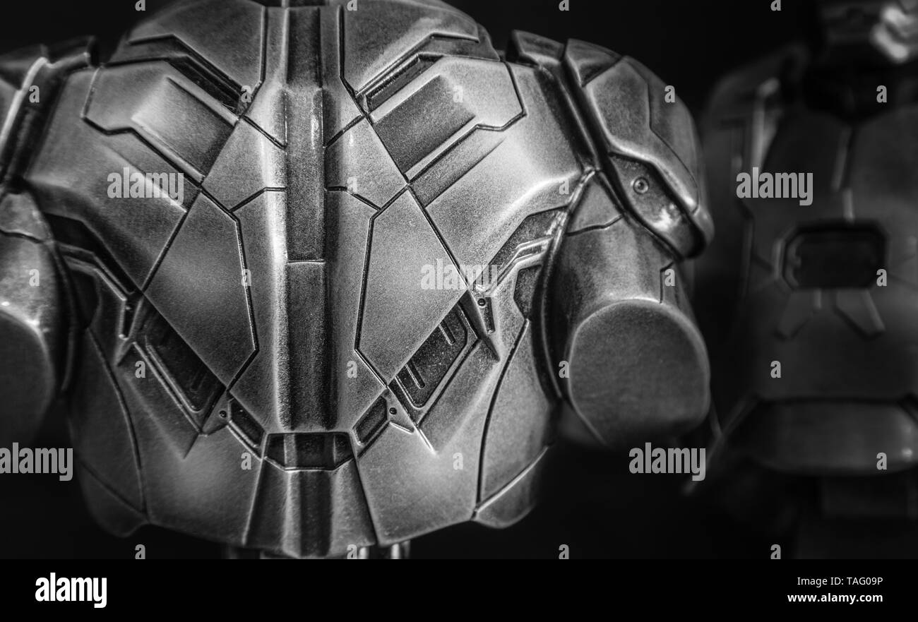 warrior back metal armor closeup Stock Photo