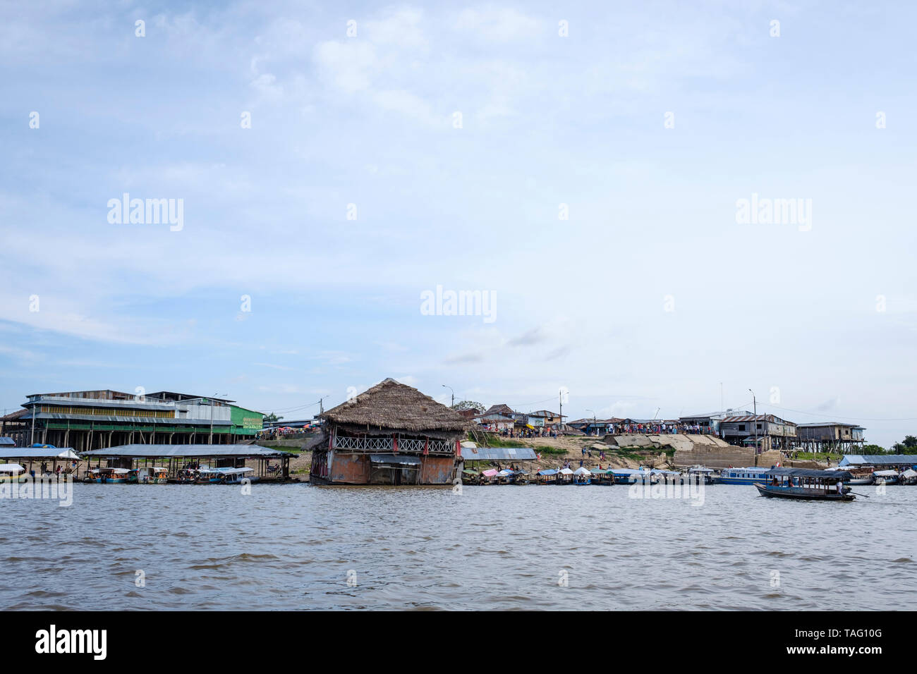 General view of the Bellavista Nanay Port on Iquitos In the Peruvian Amazon Basin, Maynas Province, Loreto Department, Peru Stock Photo