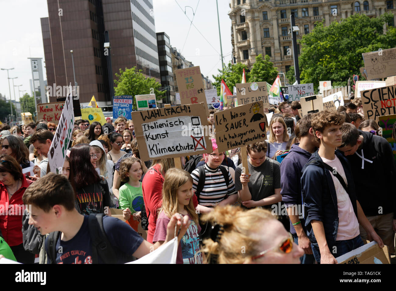The Young People Assembled With Self Made Signs And Banners For