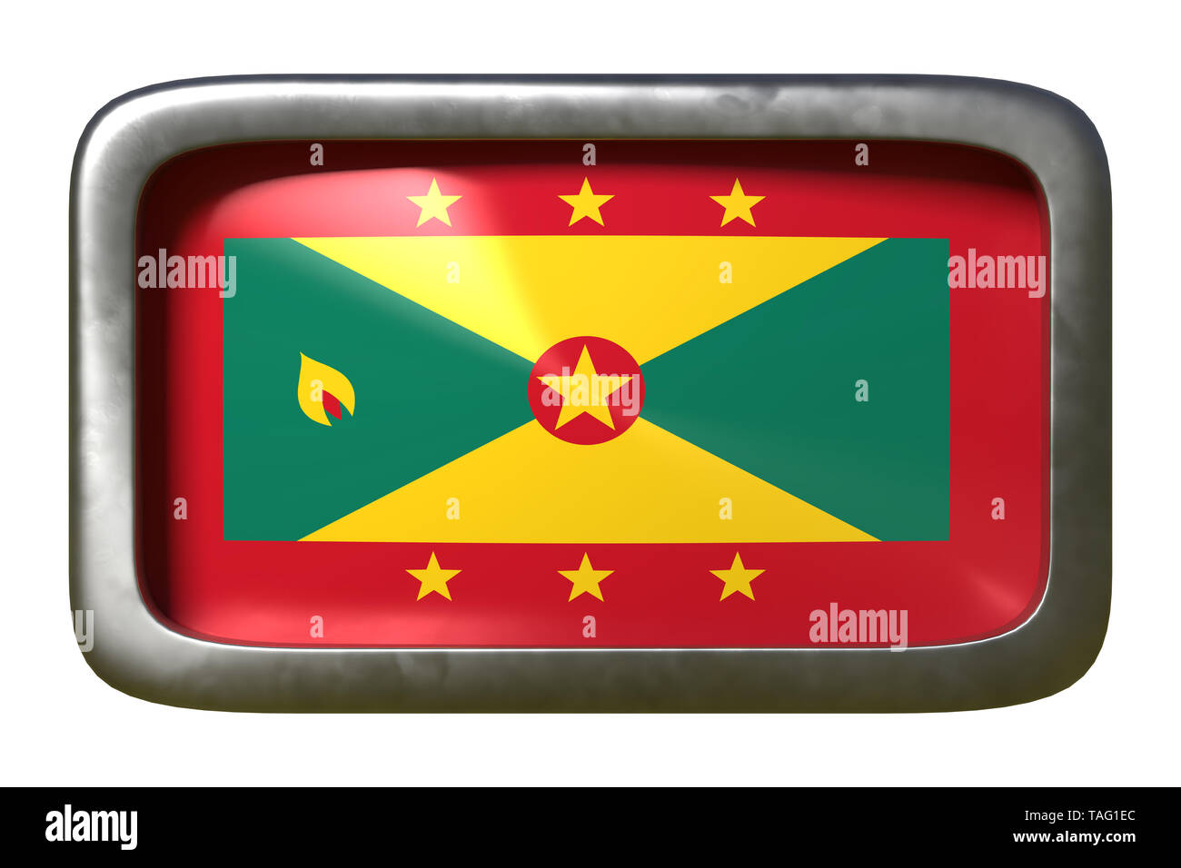 3d rendering of a Grenada flag on a rusty sign isolated on white background Stock Photo