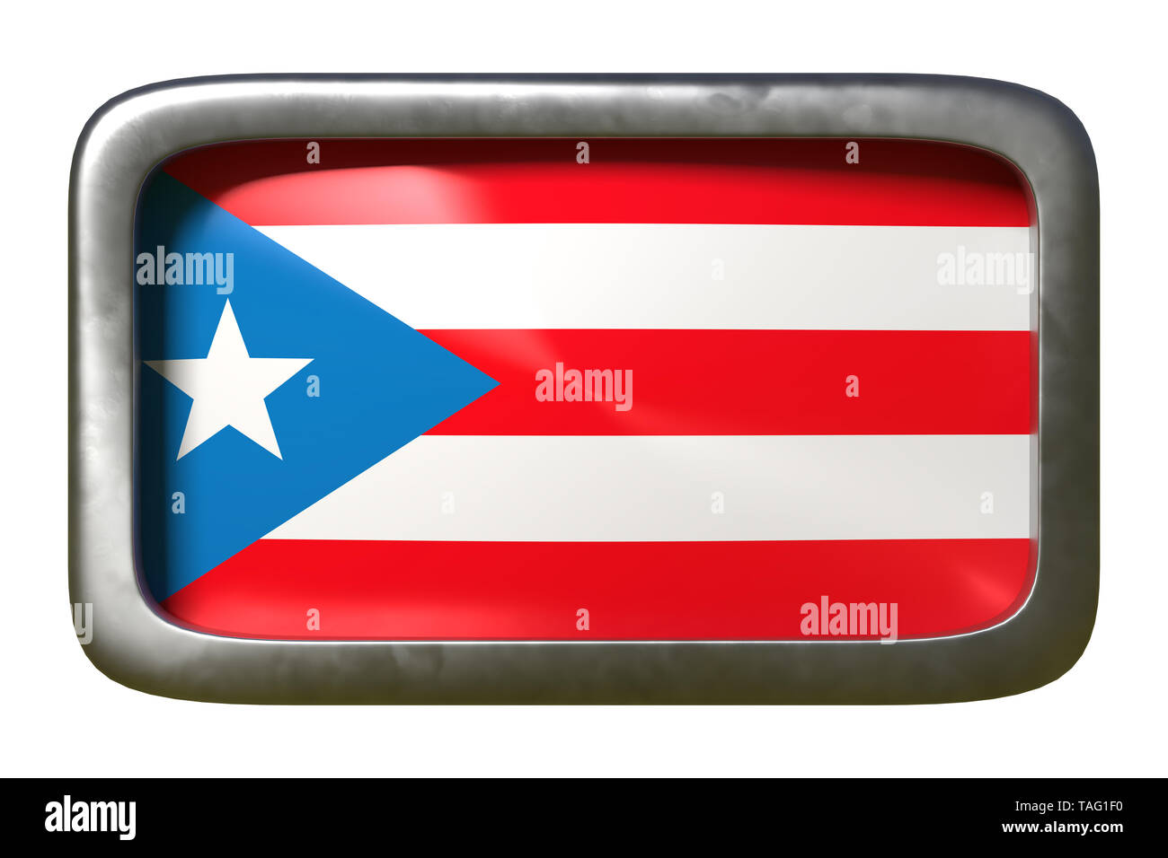 3d rendering of a Puerto Rico flag on a rusty sign isolated on white ...