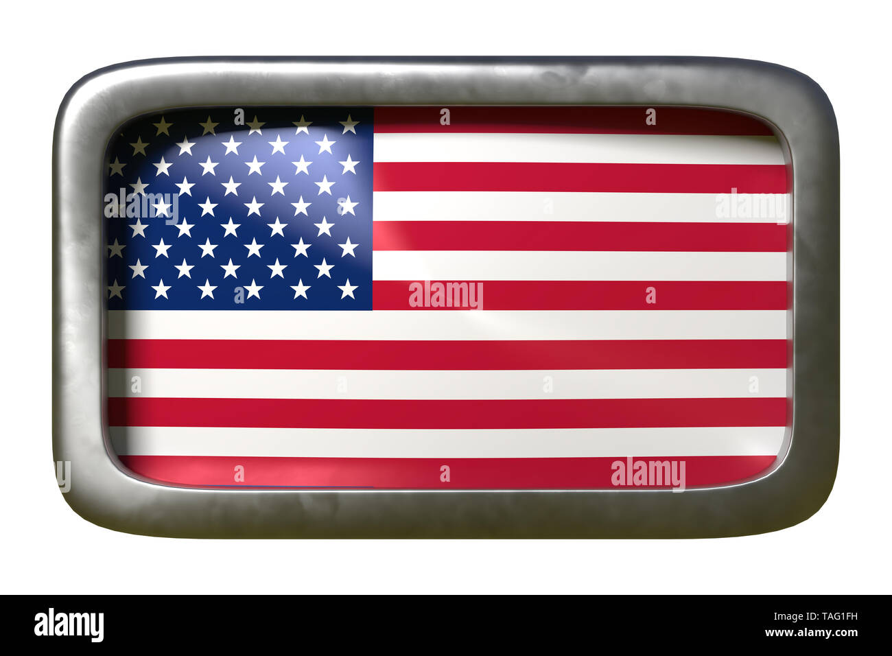 3d rendering of an USA flag on a rusty sign isolated on white ...