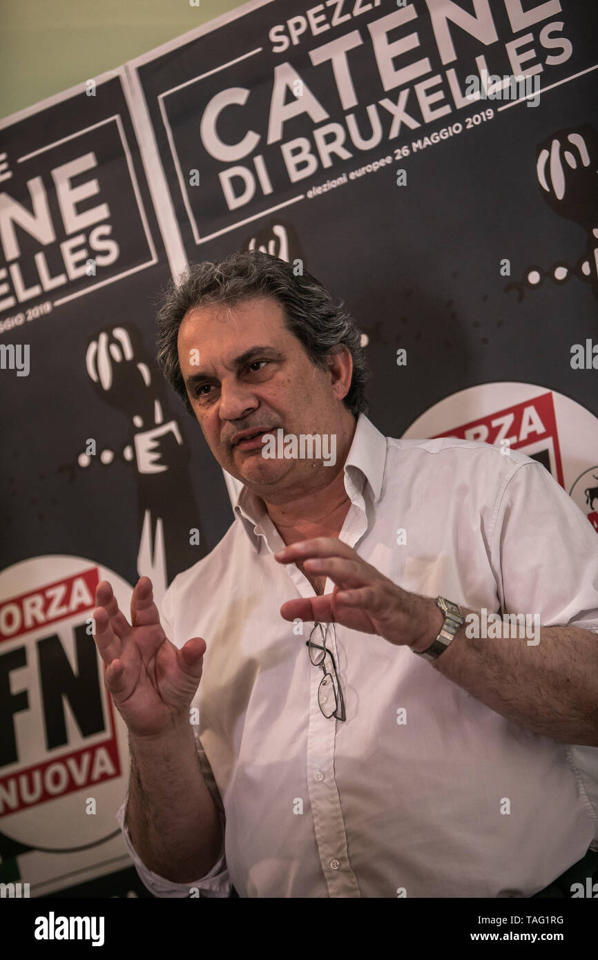 Palermo, Italy. 24th May, 2019. Roberto Fiore, leader of Forza Nuova, during press conference in Palermo. Credit: Antonio Melita/Pacific Press/Alamy Live News Stock Photo