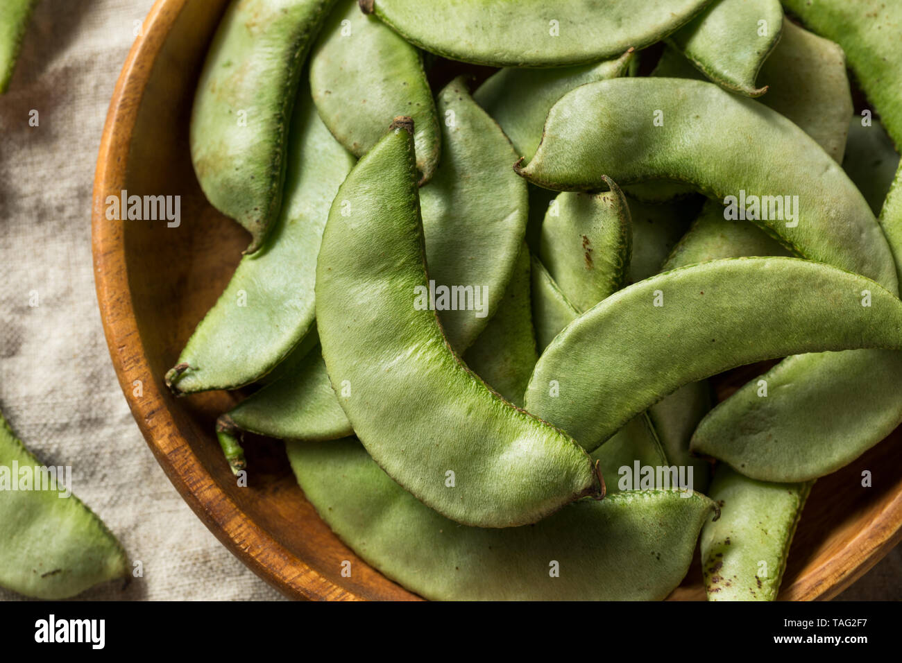 Raw Green Organic Indian Desi Papdi Green Beans Stock Photo