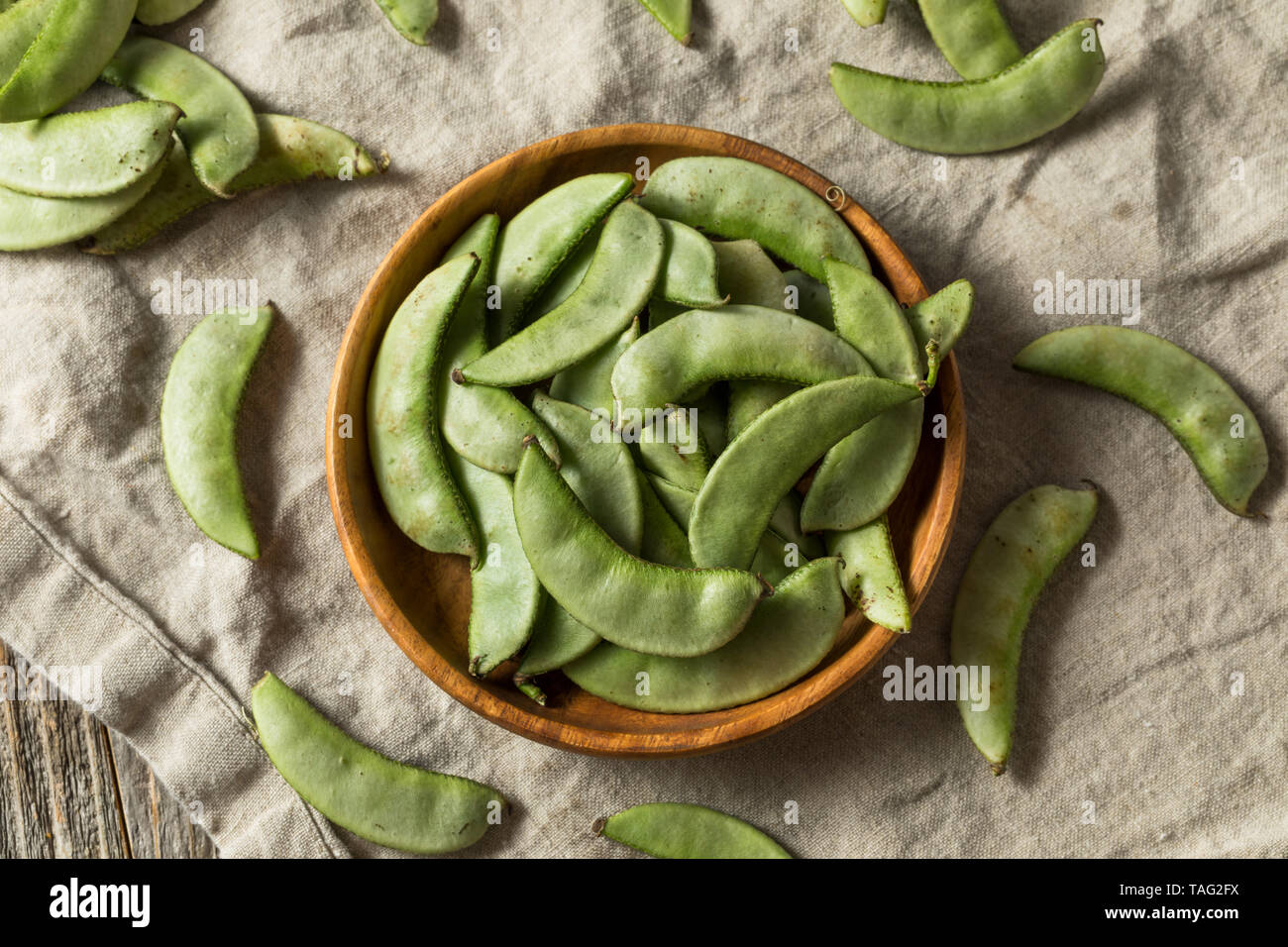Raw Green Organic Indian Desi Papdi Green Beans Stock Photo