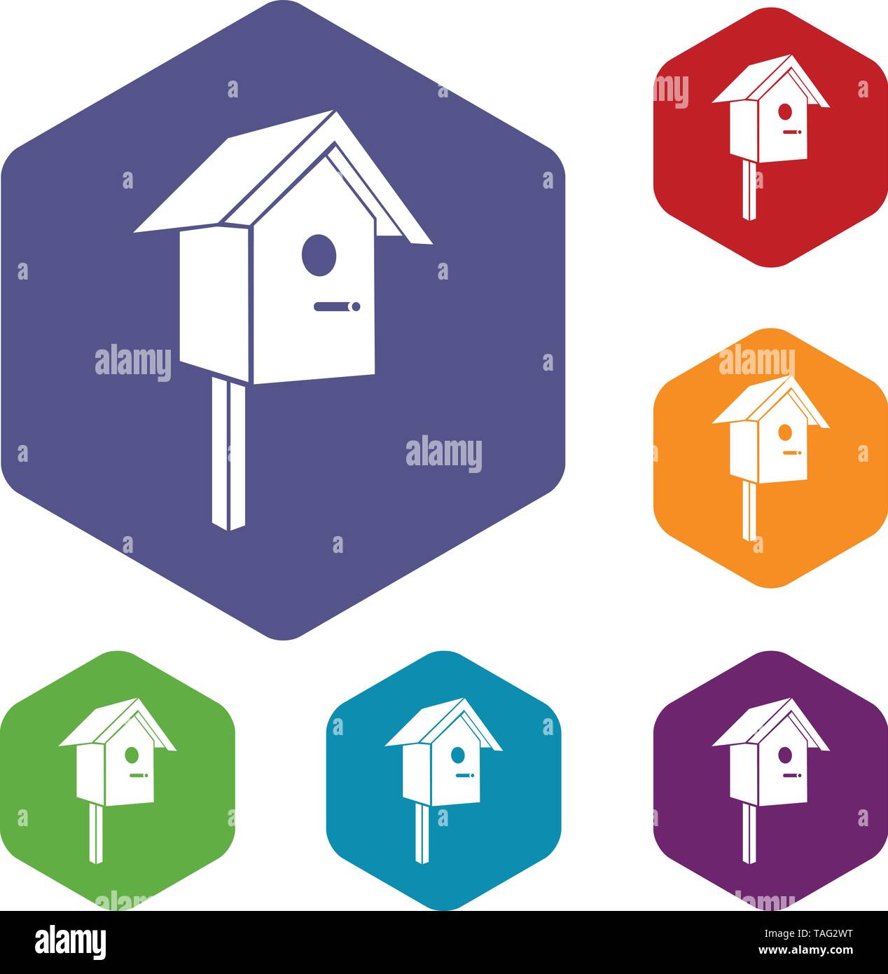 Birdhouse icons vector hexahedron Stock Vector