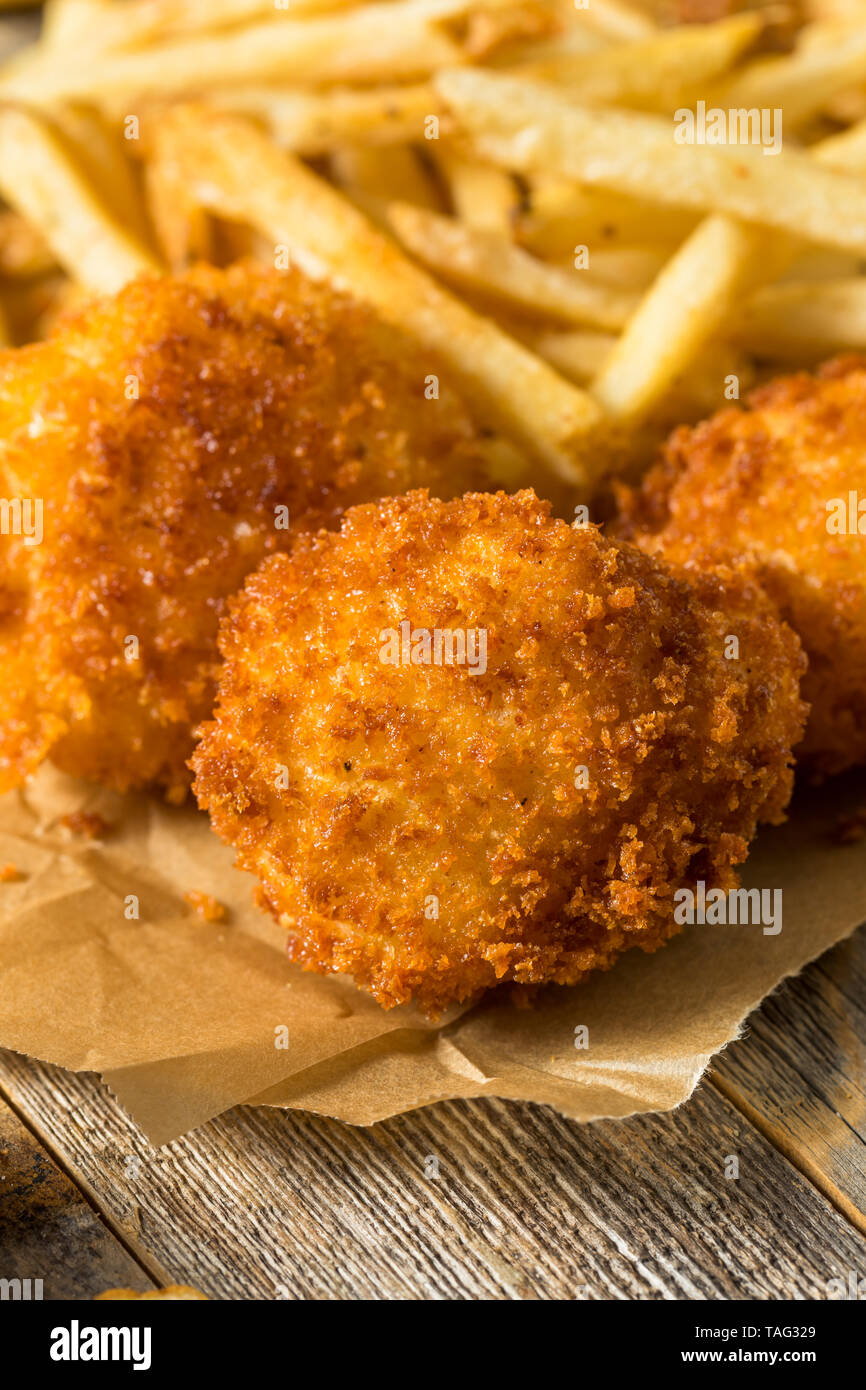 Homemade Deep Fried Scallops with French Fries Stock Photo Alamy